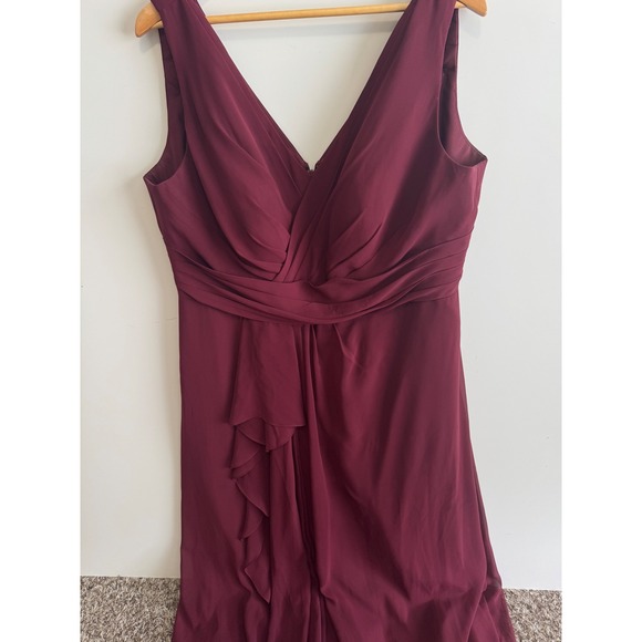 Azazie Burgundy Sleeveless V-Neck Ruffle Chiffon Bridesmaid‎ Dress - Picture 7 of 8